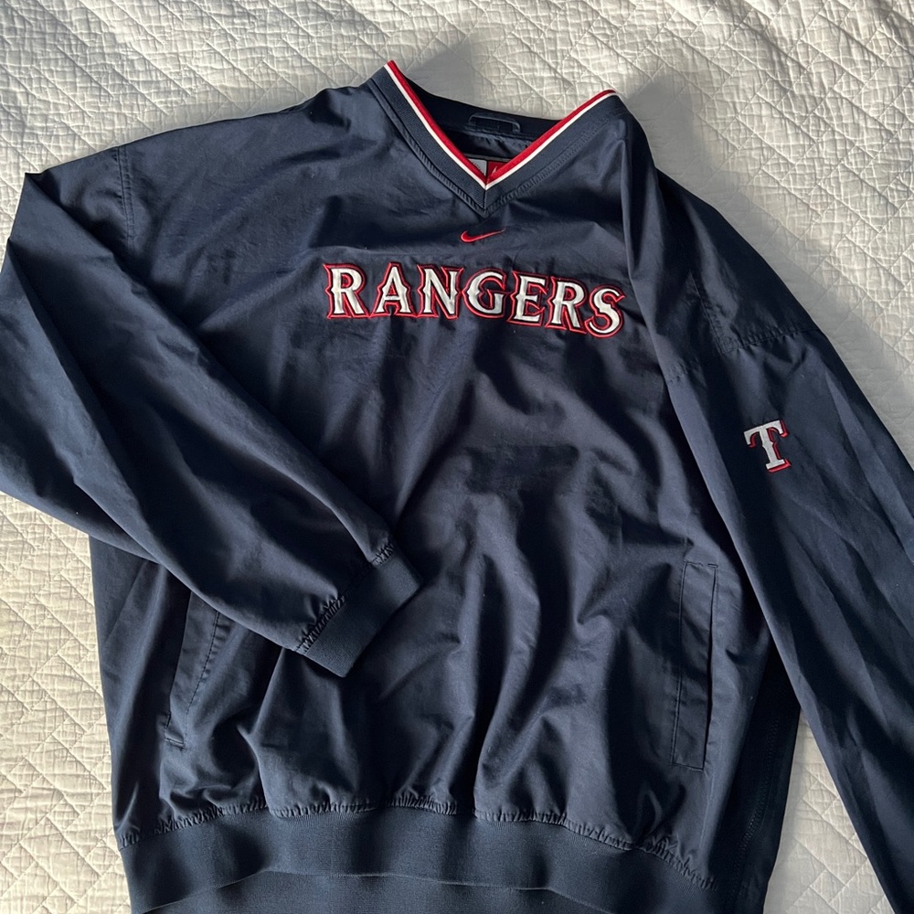 NIKE TEAM TEXAS RANGERS MLB BASEBALL V-NECK PULLOVER WINDBREAKER MEN'S XXL